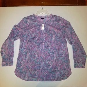TALBOTS LADIES BUTTON DOWN BLOUSE NEW WITH TAGS